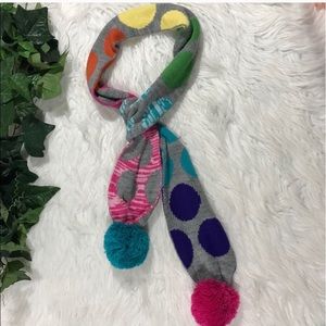 Winter Scarf Polka Dot Knit Scarf w/ Pom Pom Balls